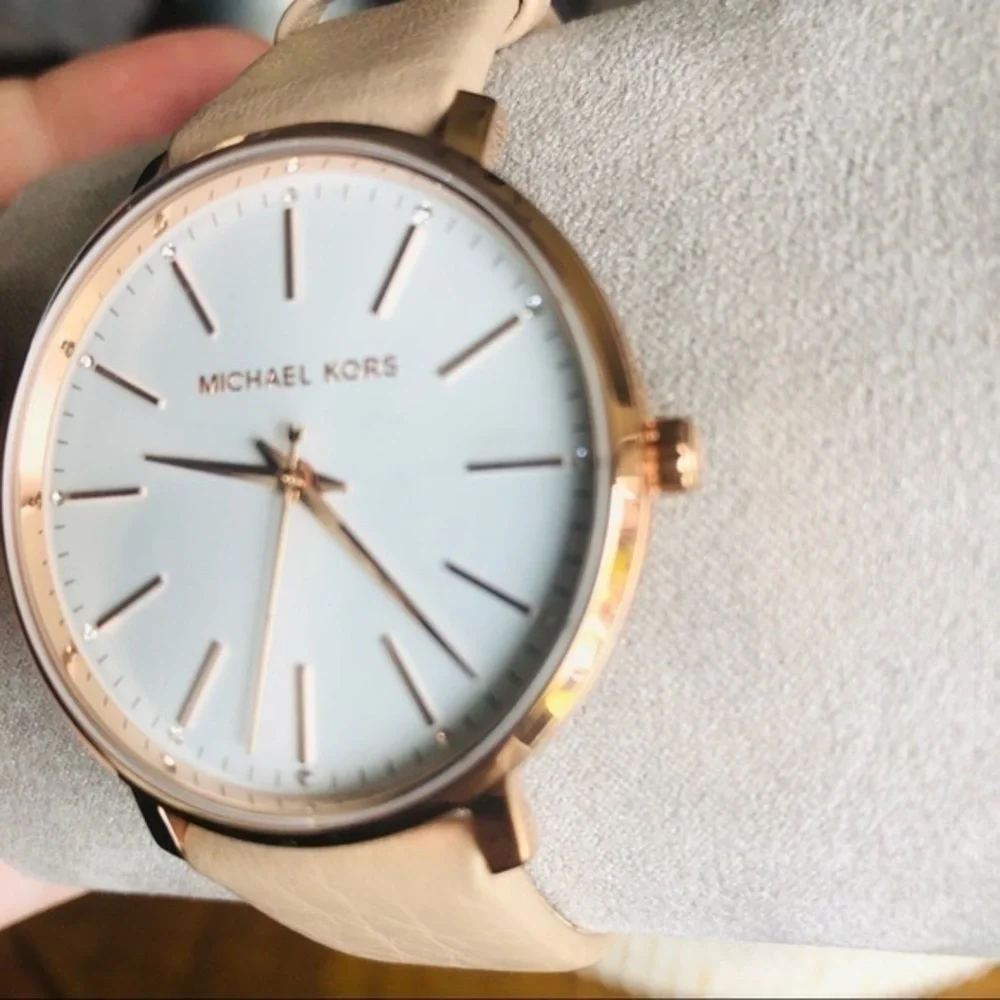 Michael Kors Rose Gold Leather Strap Watch 38mm Quartz NWT